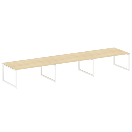 Metal System Quattro Переговорный стол (3 столешницы) на О-оразном м/к 50БО.ПРГ-3.5 Акация Лорка/Металл Белый 5400*1235*750