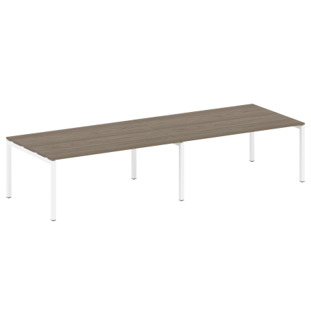 Metal System Quattro Переговорный стол (2 столешницы) на П-образном м/к 50БП.ПРГ-2.5 Вяз Благородный/Металл Белый 3600*1235*750