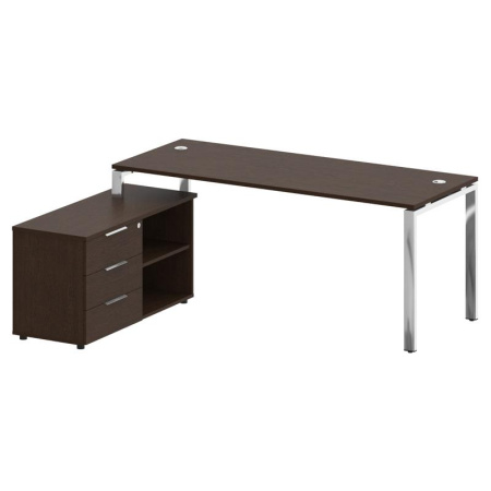 Metal System Direct Стол руковод. с тумбой БГ.СРТ-5.7 (L) Венге Цаво/Нержавеющая Сталь 1900*1520*750 Metal System Direct Стол руковод. с тумбой БГ.СРТ-5.7 (L) Венге Цаво/Нержавеющая Сталь 1900*1520*750