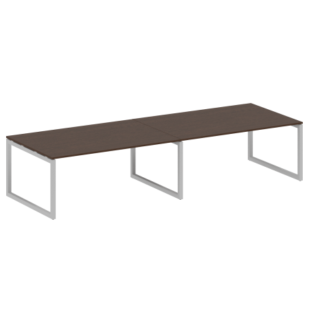 Metal System Quattro Переговорный стол (2 столешницы) на О-образном м/к 50БО.ПРГ-2.5 Венге Цаво/Металл Серый 3600*1235*750