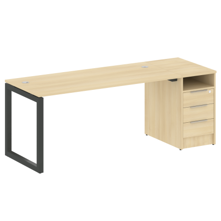 Metal System Quattro Рабочая станция с тумбой на О-образном м/к 50БО.РС-СТП-1.4 Акация Лорка/Металл Антрацит 2012*720*750 Metal System Quattro Рабочая станция с тумбой на О-образном м/к 50БО.РС-СТП-1.4 Акация Лорка/Металл Антрацит 2012*720*750