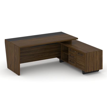 Corner Стол руководителя с тумбой COR.SRT-20 (R) Орех Лоренцо/Графит/Металл Графит 2000*1800*750 Corner Стол руководителя с тумбой COR.SRT-20 (R) Орех Лоренцо/Графит/Металл Графит 2000*1800*750