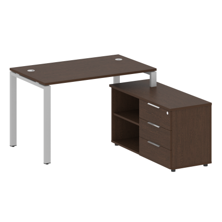 Metal System Рабочая станция с тумбой на П-образном м/к БП.РС-СТС-2.2 (R) Венге Цаво/Металл Серый 1300*1520*750 Metal System Рабочая станция с тумбой на П-образном м/к БП.РС-СТС-2.2 (R) Венге Цаво/Металл Серый 1300*1520*750