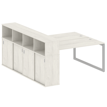 Metal System Quattro Рабочая станция с шкафом-купе на О-образном м/к 50БО.РС-СШК-4.4 Т Дуб Наварра/Металл Серый 2010*2332*1098