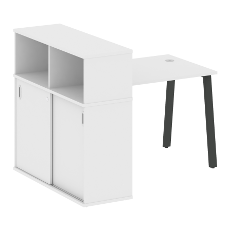 Metal System Стол письменный с шкафом-купе на А-образном м/к БА.РС-СШК-3.1 Т Белый/Металл Антрацит 1410*1120*1098 Metal System Стол письменный с шкафом-купе на А-образном м/к БА.РС-СШК-3.1 Т Белый/Металл Антрацит 1410*1120*1098