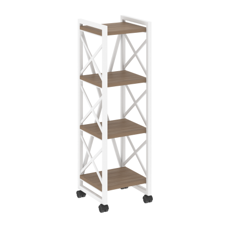 Loft Стеллаж на колесных опорах-4 полки VR.L-MST.K-4.4 Дуб Аризона/Металл Белый 400*400*1334