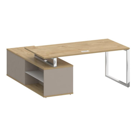 Shift Стол руководителя с опорной греденцией, правый SK.SRG-180 (R) Тиквуд Светлый/Капучино 1800*1800*753