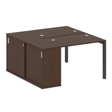 Metal System Quattro Рабочая станция с шкафом-купе на П-образном м/к 50БП.РС-СШК-1.1 Т Венге Цаво/Металл Антрацит 1410*1475*750