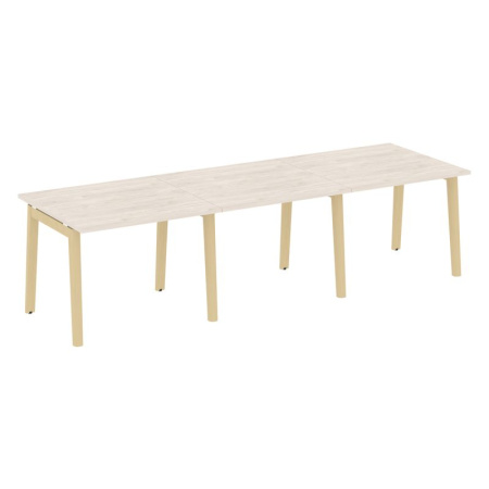 Onix Wood Стол переговорный (3 столешницы) OW.PRG-3.1 Денвер Светлый/Дуб Светлый/Металл Белый 2940*980*750
