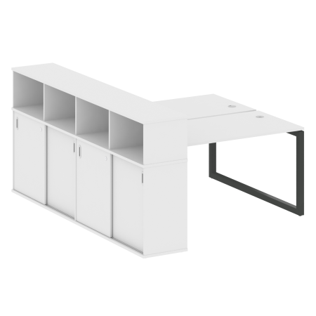 Metal System Quattro Рабочая станция с шкафом-купе на О-образном м/к 50БО.РС-СШК-4.3 Т Белый/Металл Антрацит 1810*2332*1098