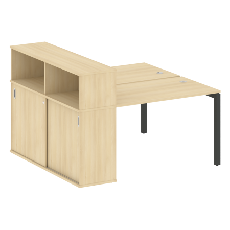 Metal System Quattro Рабочая станция с шкафом-купе на П-образном м/к 50БП.РС-СШК-2.2 Т Акация Лорка/Металл Антрацит 1610*1475*1098