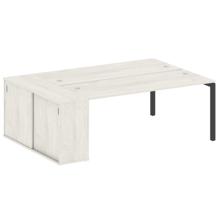 Metal System Quattro Рабочая станция с шкафом-купе на П-образном м/к 50БП.РС-СШК-1.5 Т Дуб Наварра/Металл Антрацит 2210*1475*750