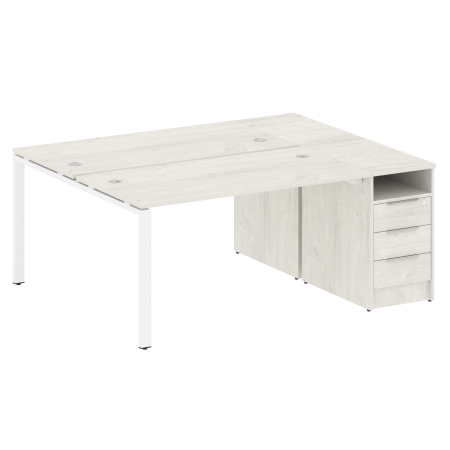 Metal System Рабочая станция с тумбой на П-образном м/к БП.РС-СТП-2.3 Дуб Наварра/Металл Белый 1812*1475*750 Metal System Рабочая станция с тумбой на П-образном м/к БП.РС-СТП-2.3 Дуб Наварра/Металл Белый 1812*1475*750