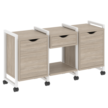 Loft Тумба на колесных опорах VR.L-TN-7.K Дуб Аттик/Металл Белый 1440*460*767 Loft Тумба на колесных опорах VR.L-TN-7.K Дуб Аттик/Металл Белый 1440*460*767