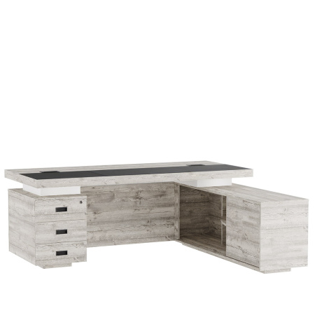 Liverpool LVP19010101 Стол письменный с тумбой и приставкой 2000x1800x760 дуб нордик