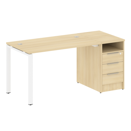 Metal System Рабочая станция с тумбой на П-образном м/к БП.РС-СТП-1.2 Акация Лорка/Металл Белый 1612*720*750 Metal System Рабочая станция с тумбой на П-образном м/к БП.РС-СТП-1.2 Акация Лорка/Металл Белый 1612*720*750