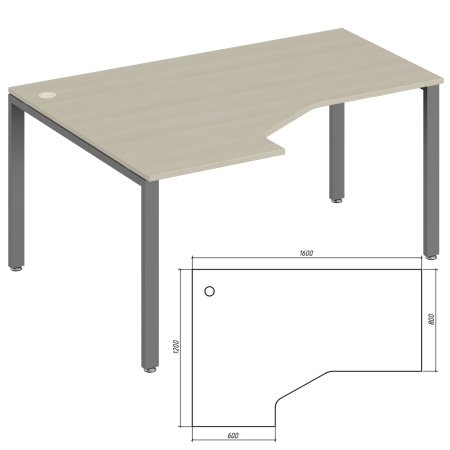 Trend Metal TDM32215685 Эргономичный стол левый 1600x1200x750 дуб феррара