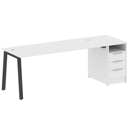 Metal System Рабочая станция с тумбой на А-образном м/к БА.РС-СТП-1.5 Белый/Металл Антрацит 2212*720*750 Metal System Рабочая станция с тумбой на А-образном м/к БА.РС-СТП-1.5 Белый/Металл Антрацит 2212*720*750