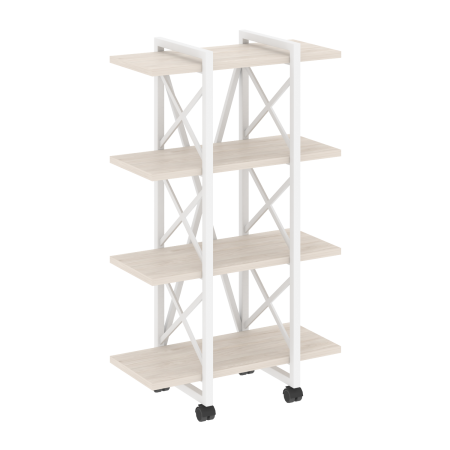 Loft Стеллаж на колесных опорах-4 полки VR.L-MST.K-4.4V Денвер Светлый/Металл Белый 800*400*1334