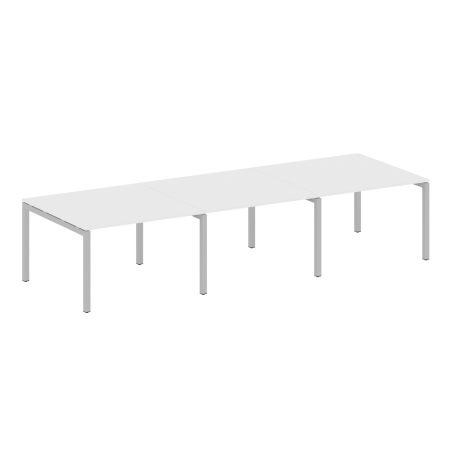 Metal System Quattro Переговорный стол (3 столешницы) на П-оразном м/к 50БП.ПРГ-3.2 Белый/Металл Серый 3600*1235*750