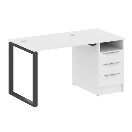 Metal System Рабочая станция с тумбой на О-образном м/к БО.РС-СТП-1.1 Белый/Металл Антрацит 1412*720*750 Metal System Рабочая станция с тумбой на О-образном м/к БО.РС-СТП-1.1 Белый/Металл Антрацит 1412*720*750