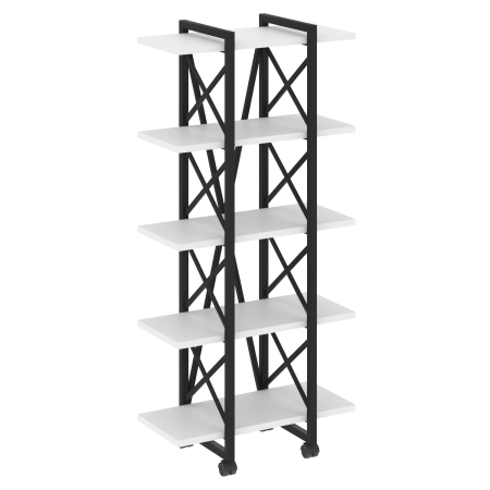 Loft Стеллаж на колесных опорах-5 полок VR.L-MST.K-5.4V Белый Бриллиант/Металл Черный 800*400*1704