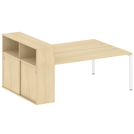 Metal System Рабочая станция с шкафом-купе на П-образном м/к БП.РС-СШК-2.5 Т Акация Лорка/Металл Белый 2210*1475*1098 Metal System Рабочая станция с шкафом-купе на П-образном м/к БП.РС-СШК-2.5 Т Акация Лорка/Металл Белый 2210*1475*1098