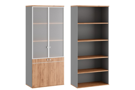 Tess TES38150024 Шкаф для бумаг со стеклом (стекло в раме) 900x450x2070 дуб крафт золотой Tess TES38150024 Шкаф для бумаг со стеклом (стекло в раме) 900x450x2070 дуб крафт золотой