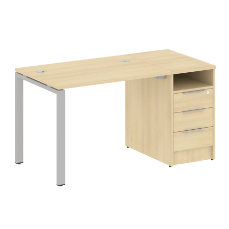 Metal System Рабочая станция с тумбой на П-образном м/к БП.РС-СТП-1.1 Акация Лорка/Металл Серый 1412*720*750 Metal System Рабочая станция с тумбой на П-образном м/к БП.РС-СТП-1.1 Акация Лорка/Металл Серый 1412*720*750