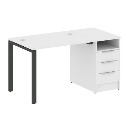 Metal System Рабочая станция с тумбой на П-образном м/к БП.РС-СТП-1.1 Белый/Металл Антрацит 1412*720*750 Metal System Рабочая станция с тумбой на П-образном м/к БП.РС-СТП-1.1 Белый/Металл Антрацит 1412*720*750