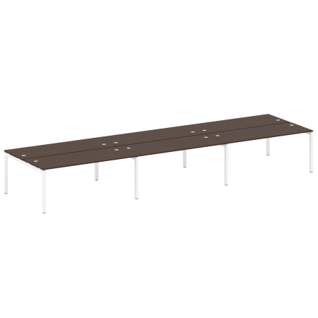 Metal System Quattro Рабочая станция на 6 раб. мест на П-образном м/к 50БП.СМ-6.5 Венге Цаво/Металл Белый 5400*1475*750