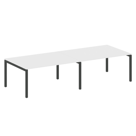 Metal System Quattro Переговорный стол (2 столешницы) на П-образном м/к 50БП.ПРГ-2.4 Белый/Металл Антрацит 3200*1235*750