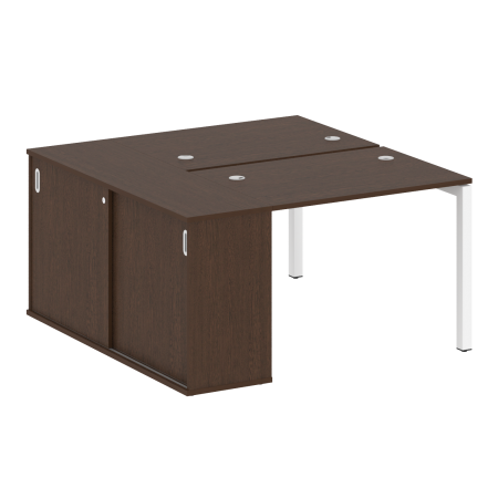 Metal System Quattro Рабочая станция с шкафом-купе на П-образном м/к 50БП.РС-СШК-1.1 Т Венге Цаво/Металл Белый 1410*1475*750
