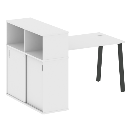 Metal System Стол письменный с шкафом-купе на А-образном м/к БА.РС-СШК-3.2 Т Белый/Металл Антрацит 1610*1120*1098 Metal System Стол письменный с шкафом-купе на А-образном м/к БА.РС-СШК-3.2 Т Белый/Металл Антрацит 1610*1120*1098