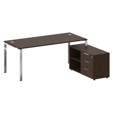 Metal System Direct Стол руковод. с тумбой БГ.СРТ-5.8 (R) Венге Цаво/Нержавеющая Сталь 1900*1620*750 Metal System Direct Стол руковод. с тумбой БГ.СРТ-5.8 (R) Венге Цаво/Нержавеющая Сталь 1900*1620*750