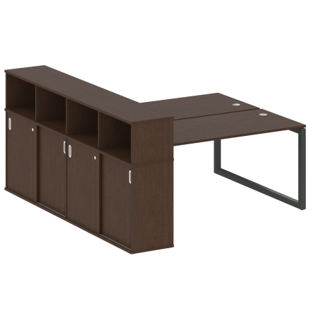 Metal System Quattro Рабочая станция с шкафом-купе на О-образном м/к 50БО.РС-СШК-4.4 Т Венге Цаво/Металл Антрацит 2010*2332*1098