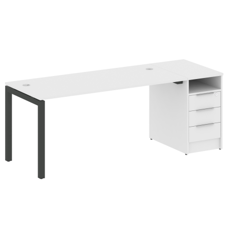 Metal System Quattro Рабочая станция с тумбой на П-образном м/к 50БП.РС-СТП-1.4 Белый/Металл Антрацит 2012*720*750