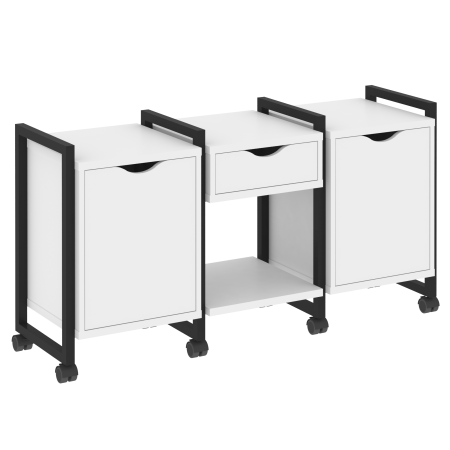 Loft Тумба на колесных опорах VR.L-TN-7.K Белый Бриллиант/Металл Черный 1440*460*767 Loft Тумба на колесных опорах VR.L-TN-7.K Белый Бриллиант/Металл Черный 1440*460*767