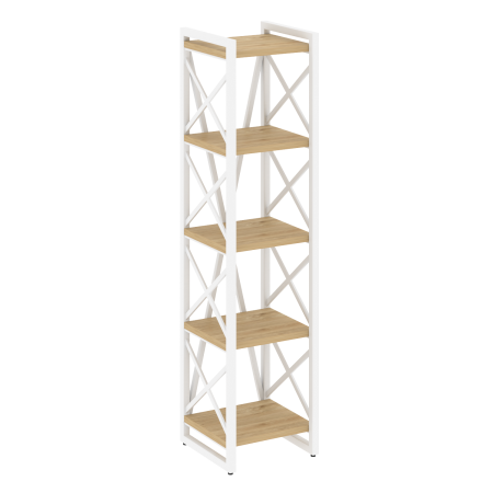 Loft Стеллаж на рег. опорах-5 полок VR.L-MST.O-5.4 Тиквуд Светлый/Металл Белый 400*400*1650
