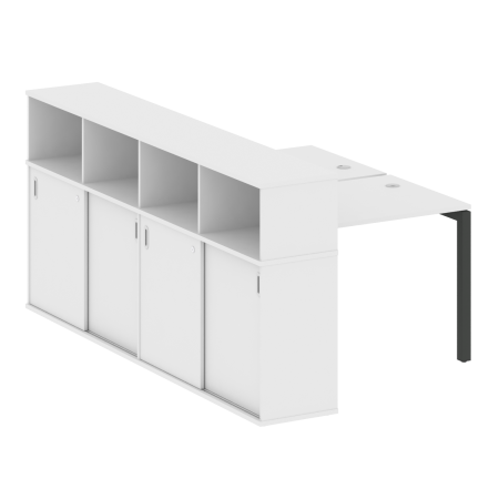 Metal System Quattro Рабочая станция с шкафом-купе на П-образном м/к 50БП.РС-СШК-4.1 Т Белый/Металл Антрацит 1410*2332*1098