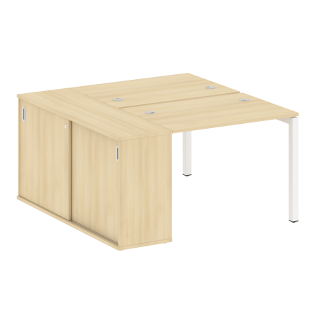 Metal System Quattro Рабочая станция с шкафом-купе на П-образном м/к 50БП.РС-СШК-1.1 Т Акация Лорка/Металл Белый 1410*1475*750