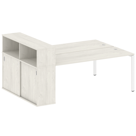 Metal System Рабочая станция с шкафом-купе на П-образном м/к БП.РС-СШК-2.5 Т Дуб Наварра/Металл Белый 2210*1475*1098 Metal System Рабочая станция с шкафом-купе на П-образном м/к БП.РС-СШК-2.5 Т Дуб Наварра/Металл Белый 2210*1475*1098
