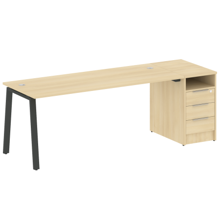 Metal System Рабочая станция с тумбой на А-образном м/к БА.РС-СТП-1.5 Акация Лорка/Металл Антрацит 2212*720*750 Metal System Рабочая станция с тумбой на А-образном м/к БА.РС-СТП-1.5 Акация Лорка/Металл Антрацит 2212*720*750