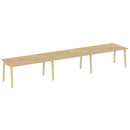 Onix Wood Стол переговорный (3 столешницы) OW.PRG-3.4 Тиквуд Светлый/Дуб Светлый/Металл Белый 4740*980*750