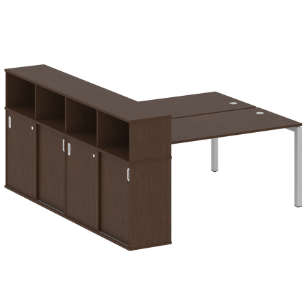 Metal System Quattro Рабочая станция с шкафом-купе на П-образном м/к 50БП.РС-СШК-4.4 Т Венге Цаво/Металл Серый 2010*2332*1098