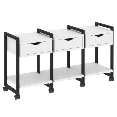 Loft Тумба на колесных опорах VR.L-TN-4.K Белый Бриллиант/Металл Черный 1440*460*767
