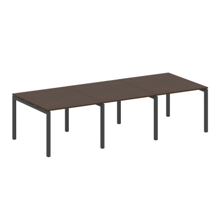 Metal System Quattro Переговорный стол (3 столешницы) на П-оразном м/к 50БП.ПРГ-3.1 Венге Цаво/Металл Антрацит 3000*1235*750