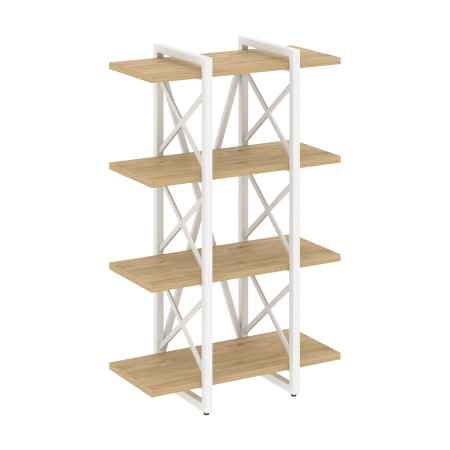 Loft Стеллаж на рег. опорах-4 полки VR.L-MST.O-4.4V Тиквуд Светлый/Металл Белый 800*400*1280