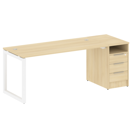 Metal System Quattro Рабочая станция с тумбой на О-образном м/к 50БО.РС-СТП-1.4 Акация Лорка/Металл Белый 2012*720*750 Metal System Quattro Рабочая станция с тумбой на О-образном м/к 50БО.РС-СТП-1.4 Акация Лорка/Металл Белый 2012*720*750