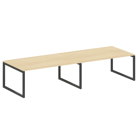 Metal System Quattro Переговорный стол (2 столешницы) на О-образном м/к 50БО.ПРГ-2.5 Акация Лорка/Металл Антрацит 3600*1235*750